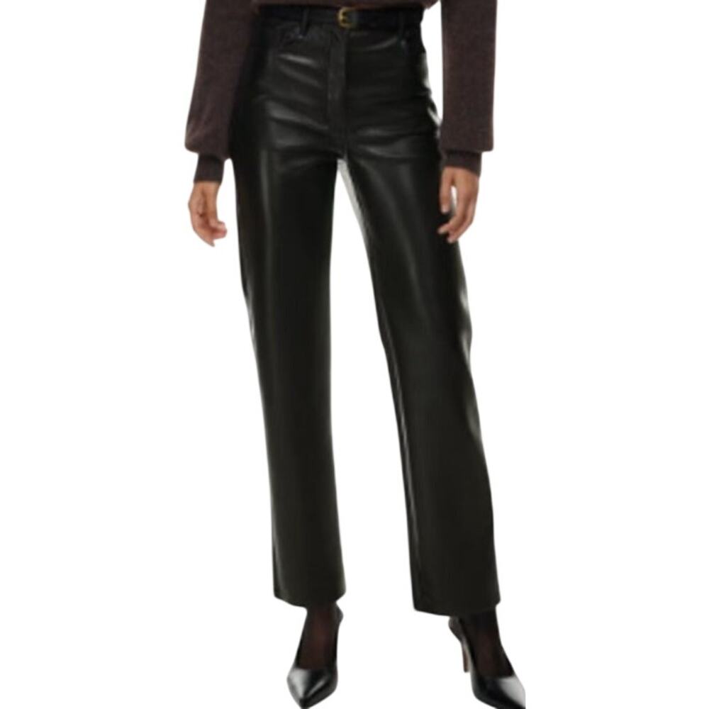 Aritzia Wilfred The Melina Pants Straight Trouser Faux Leather High Rise Black 4